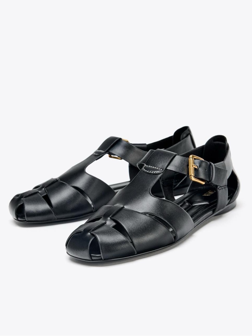 ZARA Black Flat Fisherman Women’s Sandals Black NWT 9 (40)